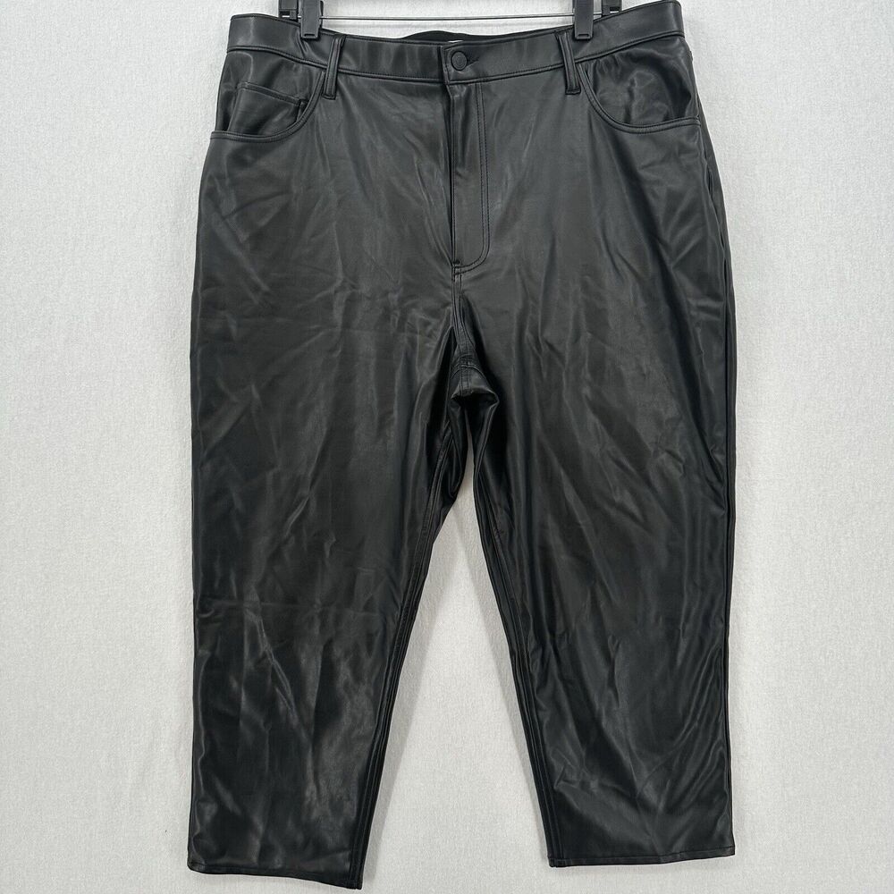 Faux Leather Pant Abercrombie Fitch 34 18 Ankle Straight Ultra Hi Rise Curve EUC